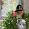 Witch.  Nellie the rainbow witch sits with plants